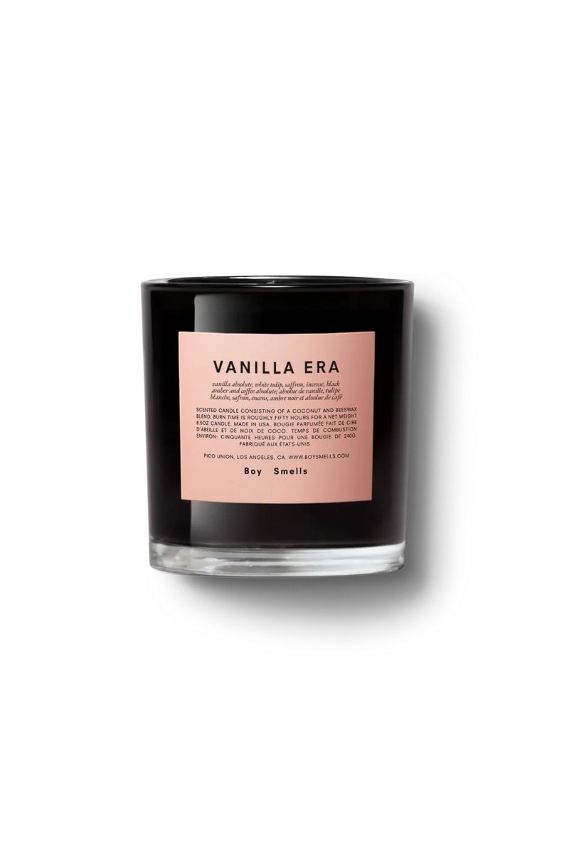 boy smells vanilla era candle