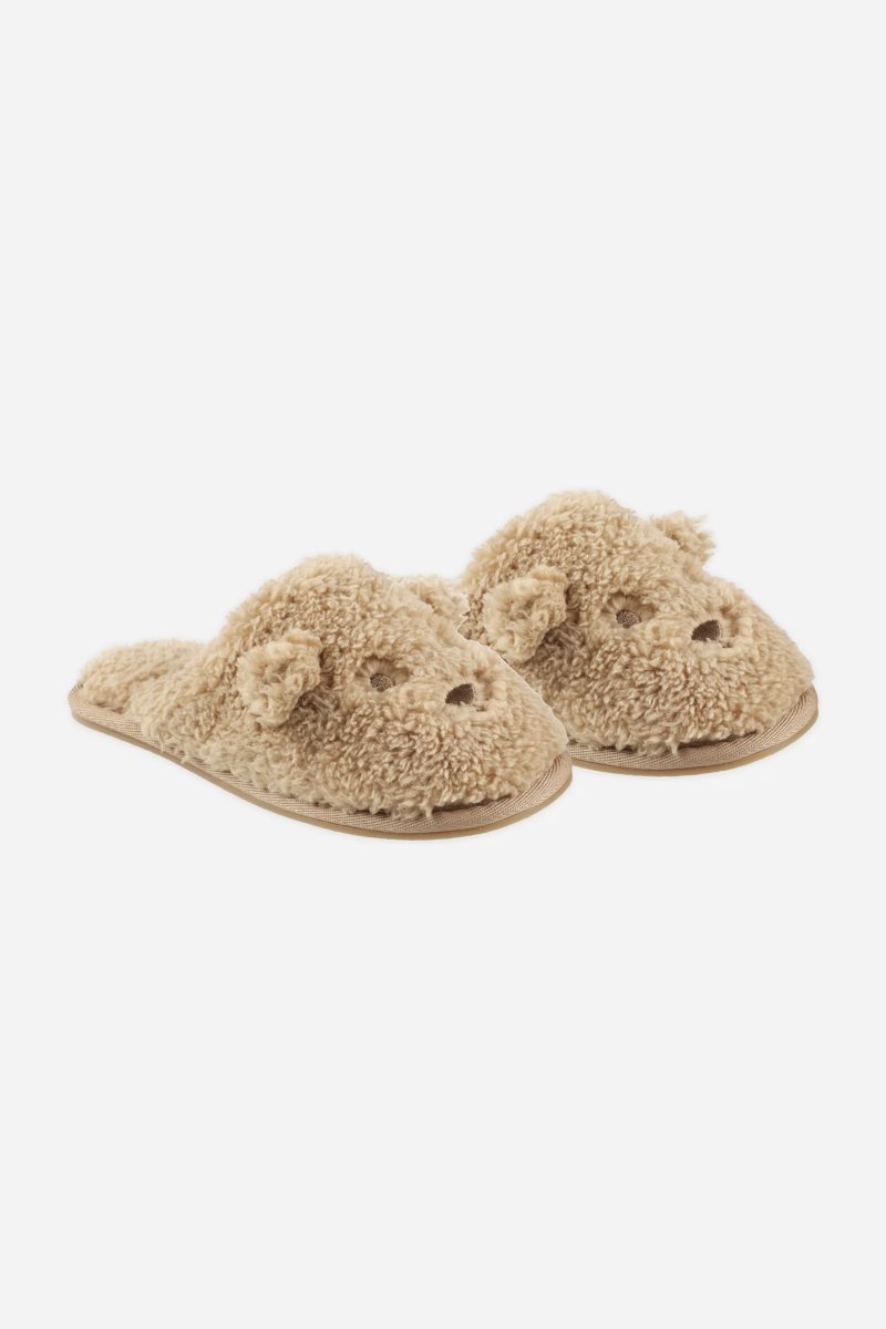 rylee cru bear slippers gold